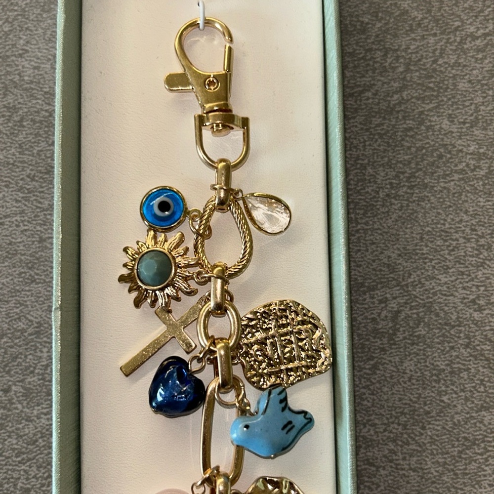 Atterri Bohemian Freshwater Pearl Abstract Religious Gold Bag Charm NEW $118 - Picture 5 of 8